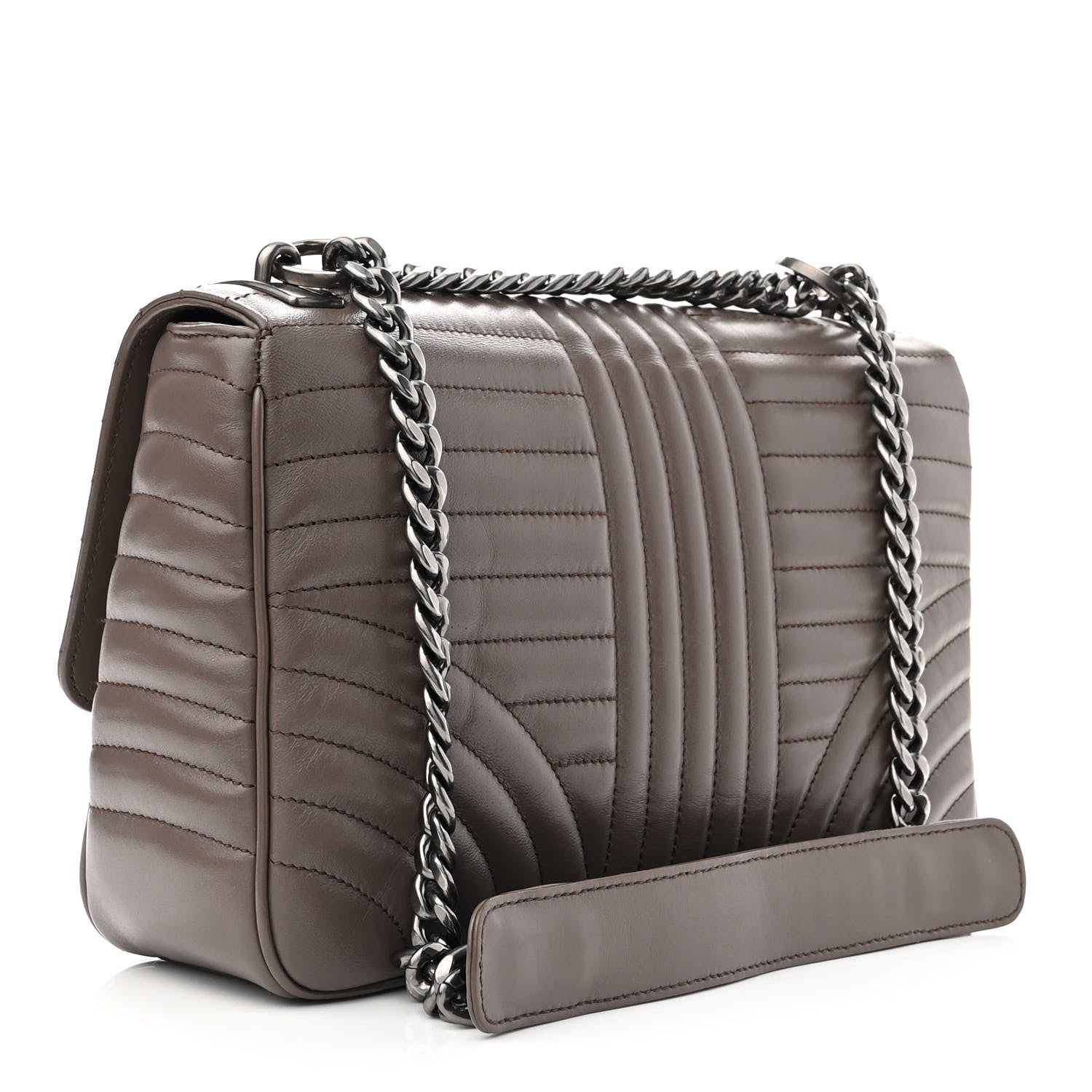 Prada Soft Calfskin Impunture Diagramme Large Chain Flap Shoulder Bag Bambu 3 of 9
