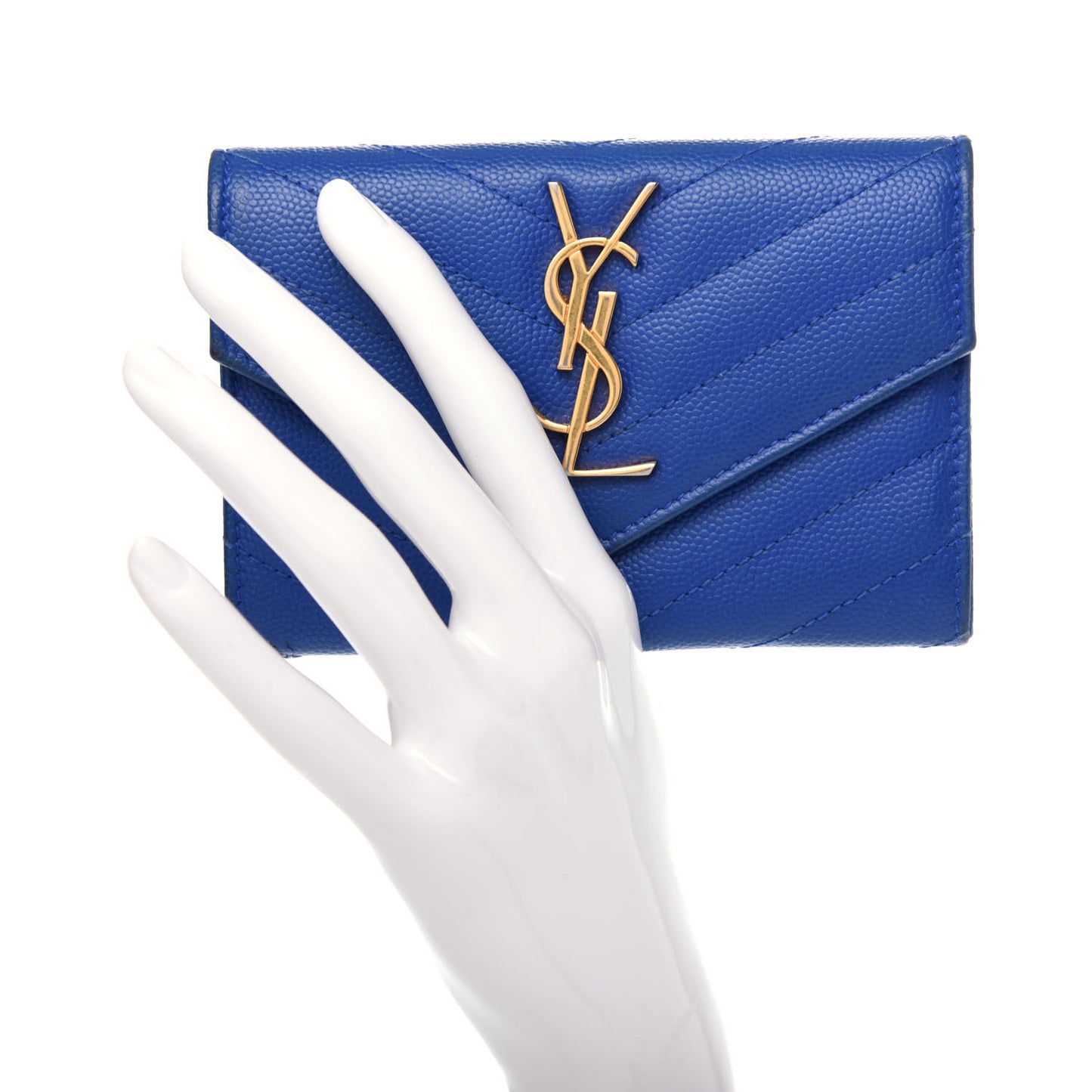 Grain De Poudre Matelasse Chevron Small Monogram Envelope Wallet Royal Blue