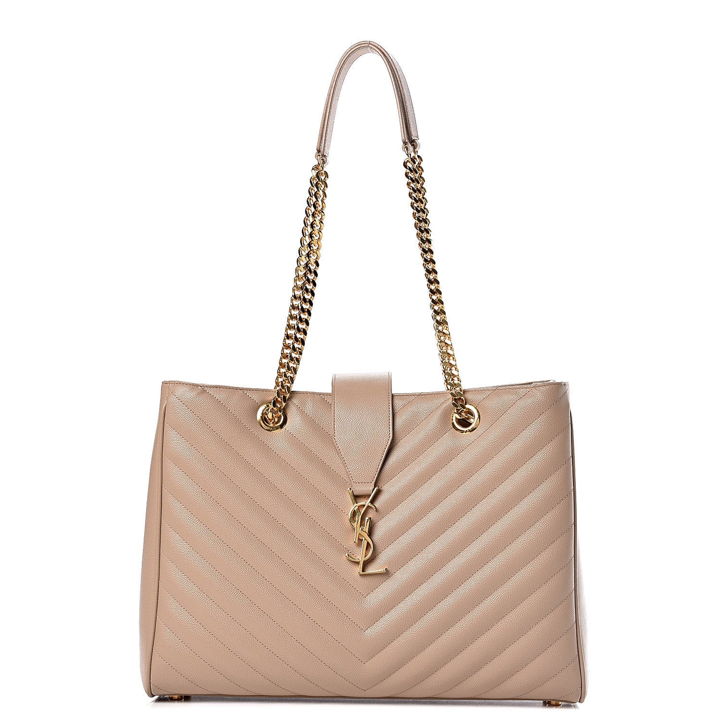 Grain De Poudre Matelasse Chevron Monogram Shopping Bag Nude Powder