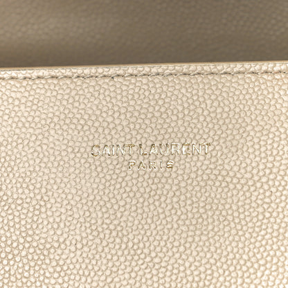 Saint Laurent Grain de Poudre Mini Classic Monogram Cassandra Top Handle Beige 6 of 9