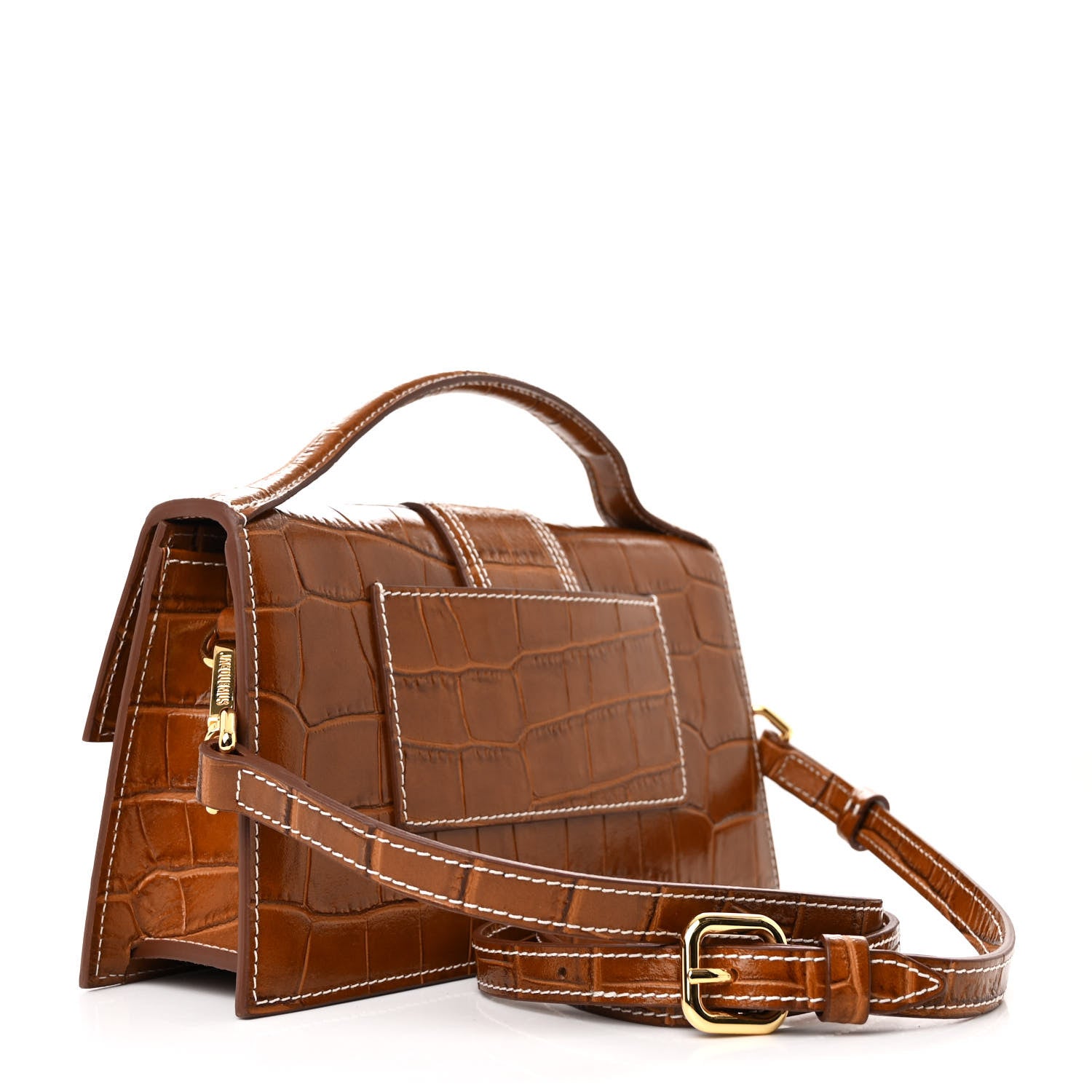 Jacquemus Calfskin Crocodile Embossed Le Grand Bambino Brown