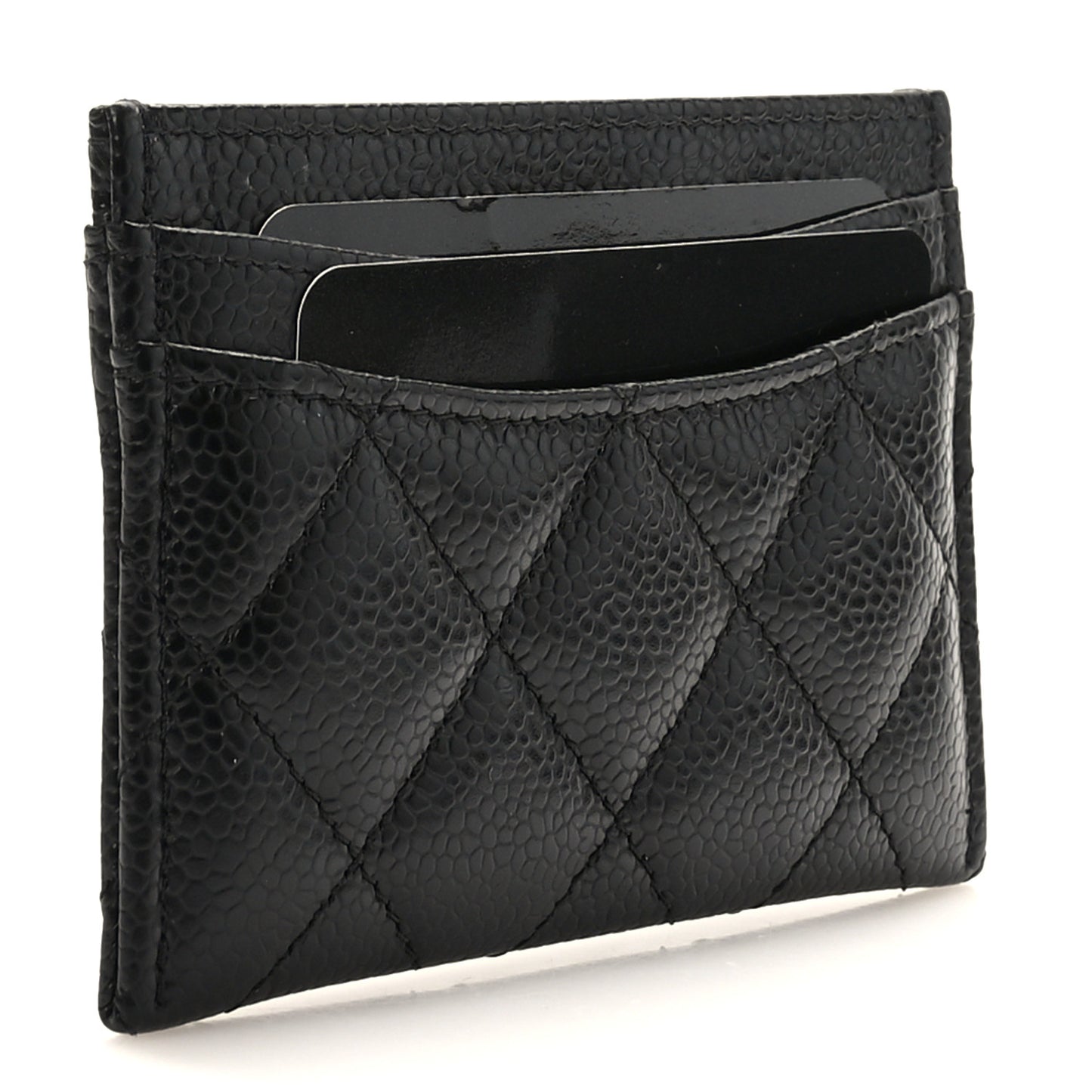 Caviar Quilted Card Holder Black