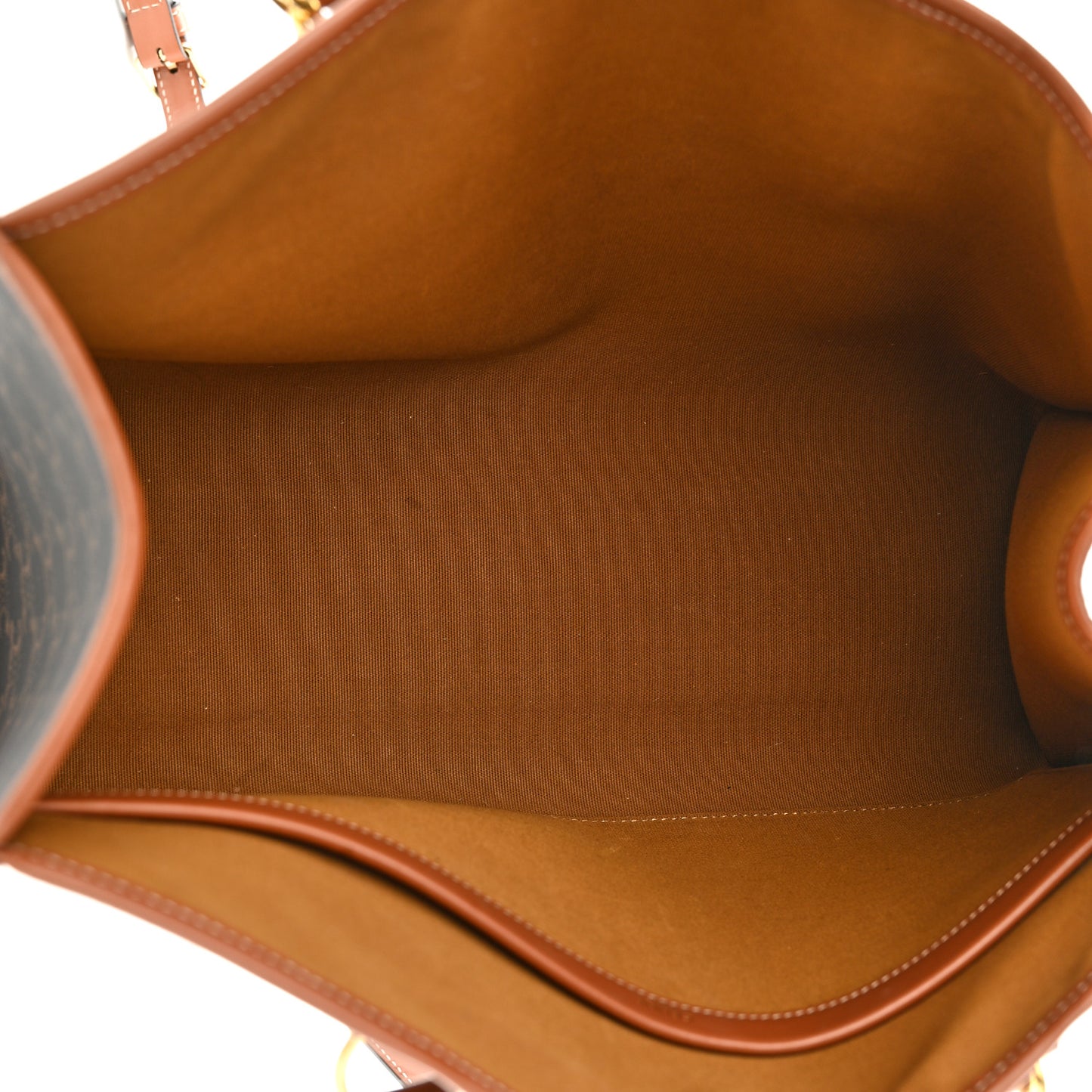 Triomphe Canvas Calfskin Mini Horizontal Cabas Tan