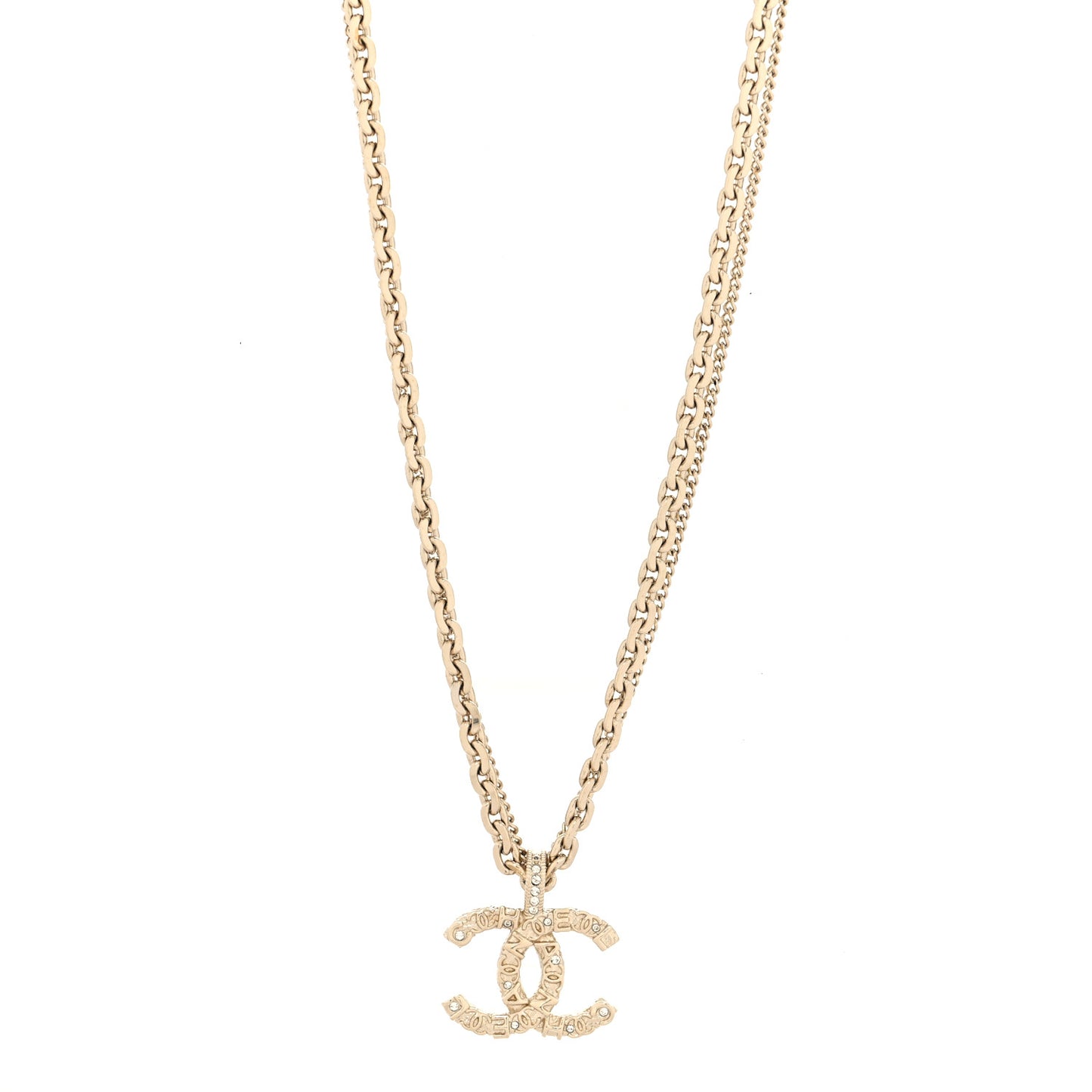 Crystal CC Multi Strand Chain Necklace Gold