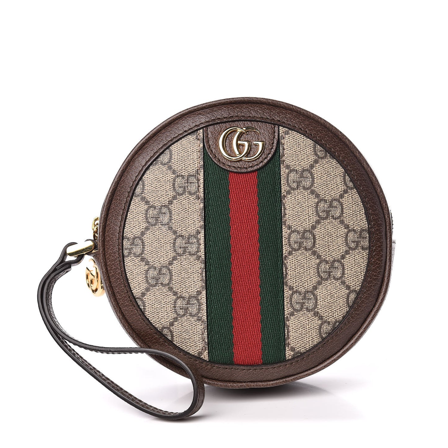 GG Supreme Monogram Web Ophidia Circle Wristlet Beige New Acero