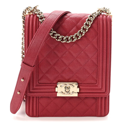 Chanel Caviar Quilted North South Boy Flap Red 1 of 10