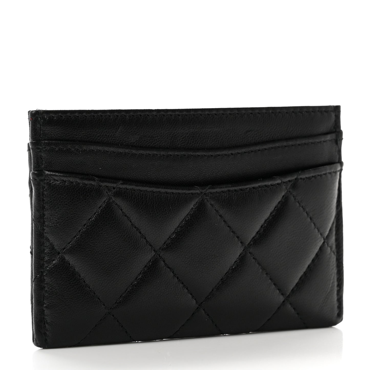 Lambskin Quilted Card Holder Black