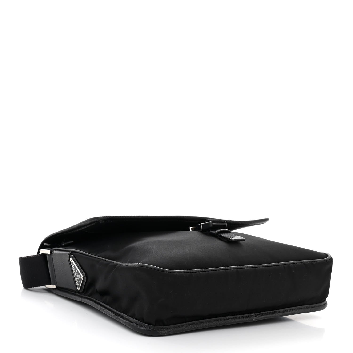 Prada Tessuto Nylon Saffiano Logo Messenger Bag Black 4 of 11