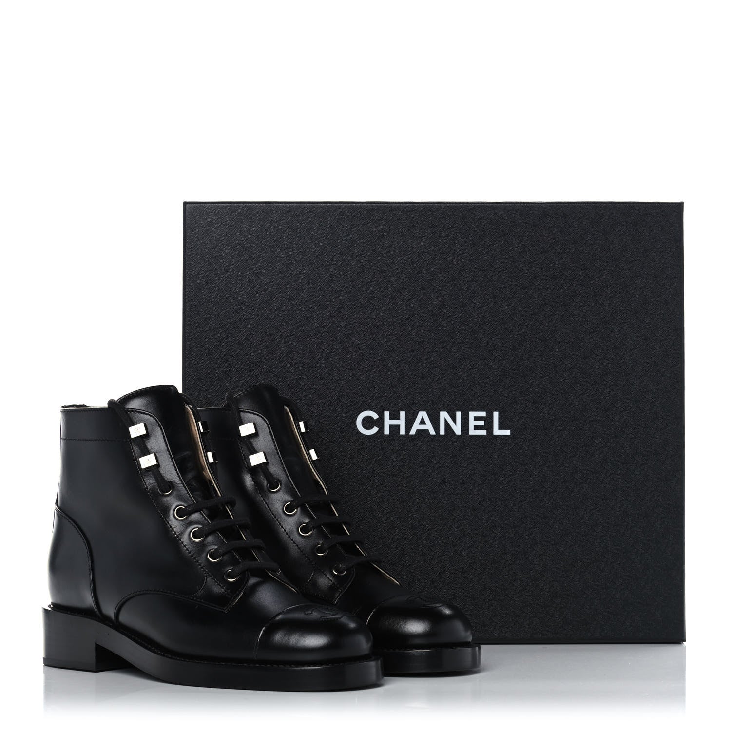 Chanel Calfskin Combat Boots 36 Black 9 of 9