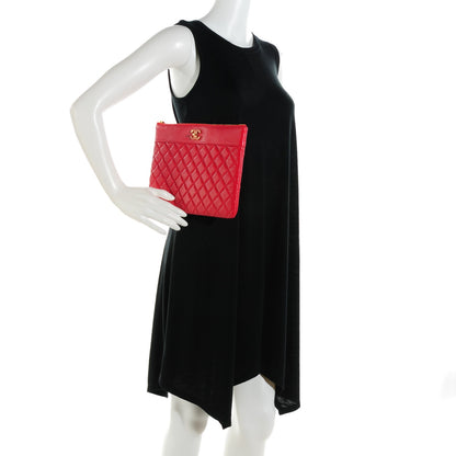 Chanel Iridescent Sheepskin Quilted Medium Vintage Mademoiselle Cosmetic Case Red 2 of 7