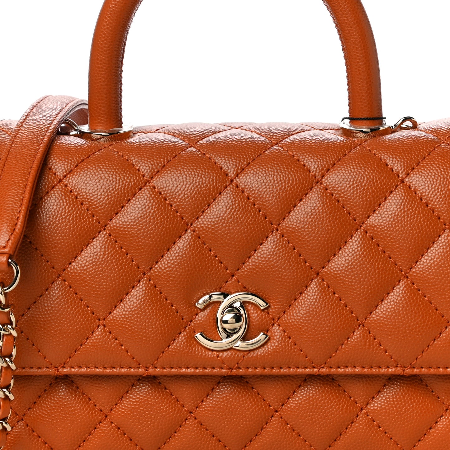 Caviar Quilted Mini Coco Handle Flap Light Brown