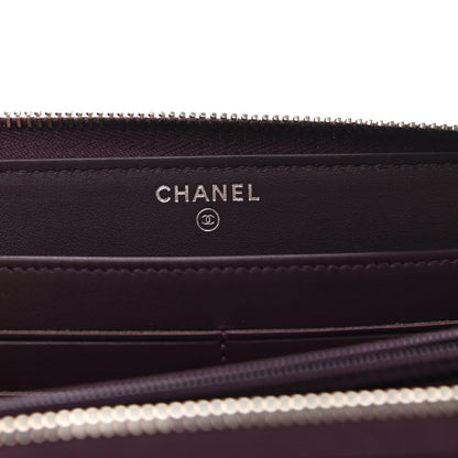 Chanel Caviar Quilted Diamond CC Gusset Zip Around Wallet Dark Purple 6 of 9