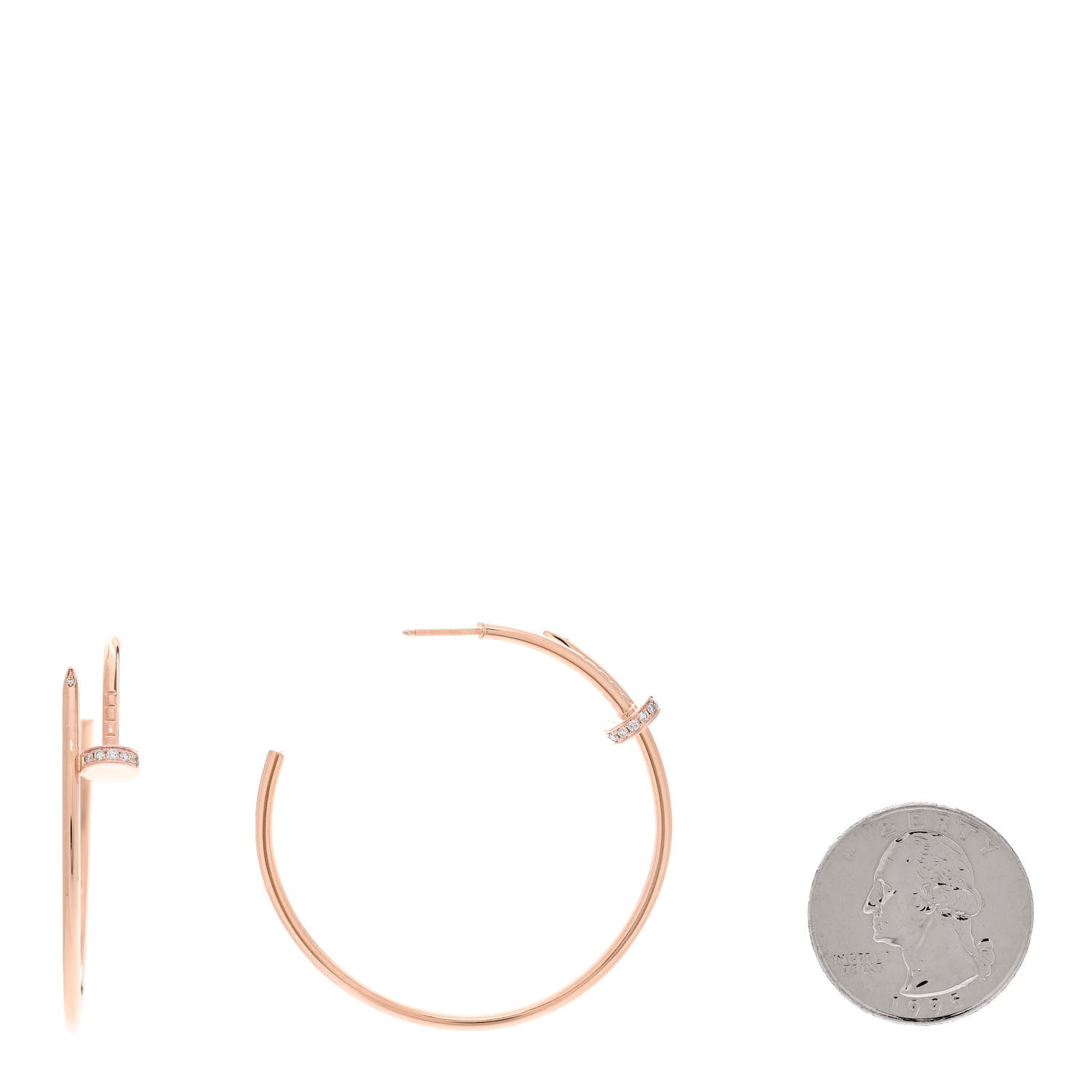 Cartier 18K Pink Gold Diamond Juste Un Clou Hoop Earrings 2 of 4