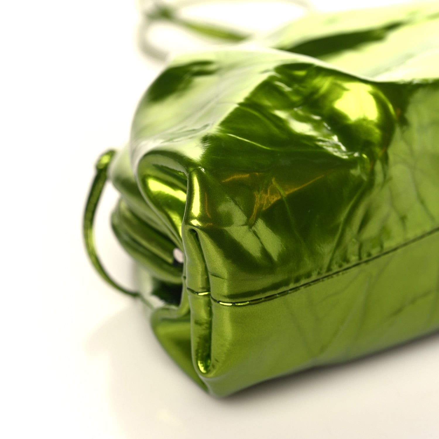 Bottega Veneta Metallic Crushed Calfskin The Mini Pouch Chlorophyll 8 of 9