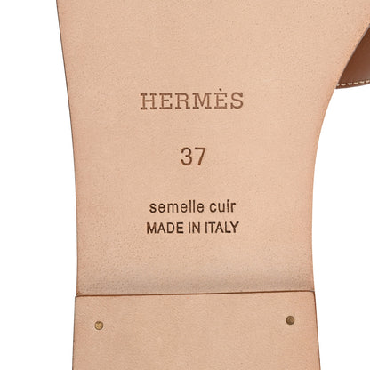 Hermes Box Calfskin Oran Sandals 37 Gold 8 of 10