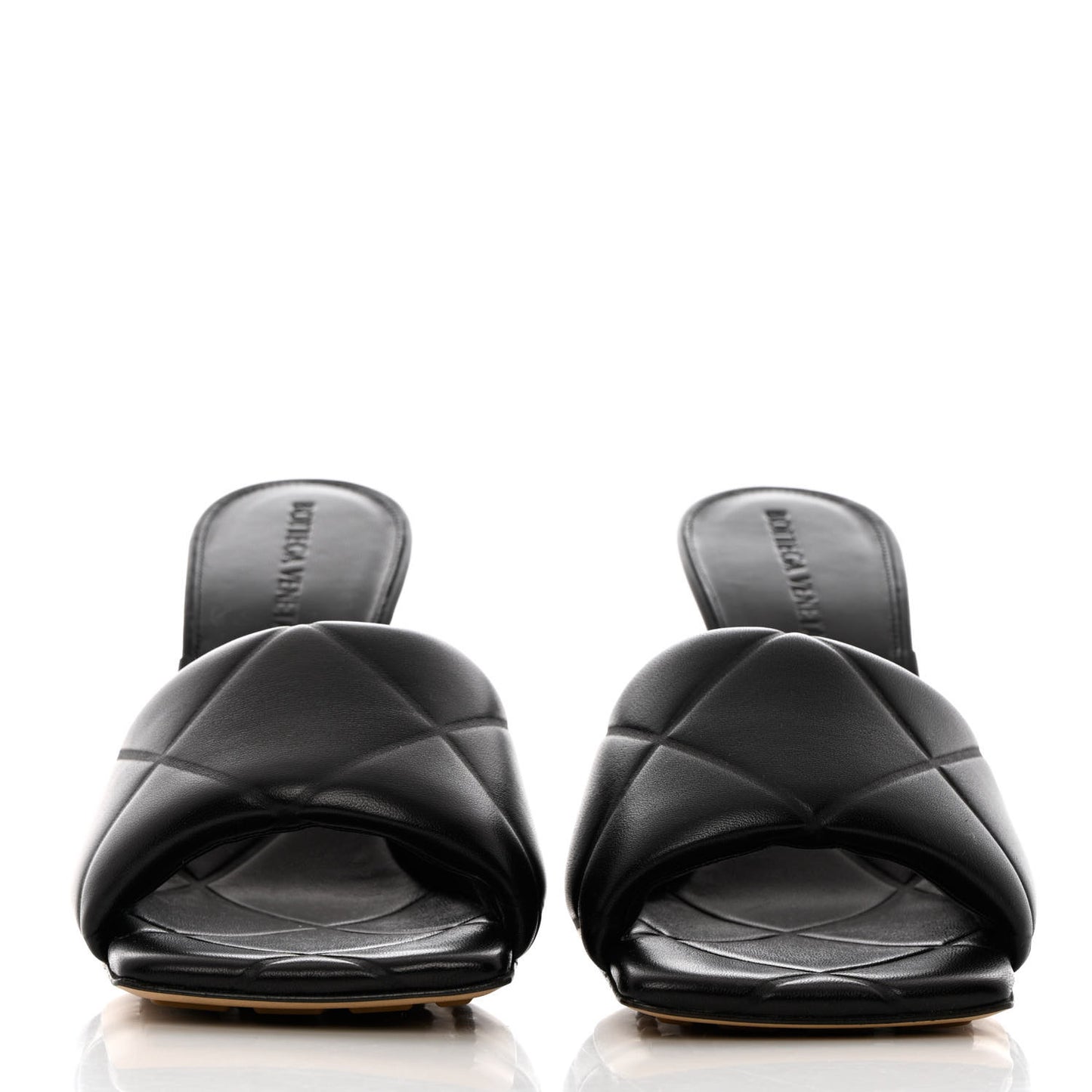 Nappa Quilted Rubber Lido Mule Sandals 37.5 Black