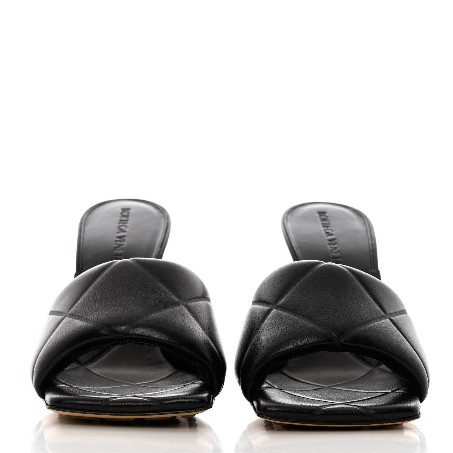 Bottega Veneta Nappa Quilted Rubber Lido Mule Sandals 37.5 Black 2 of 7