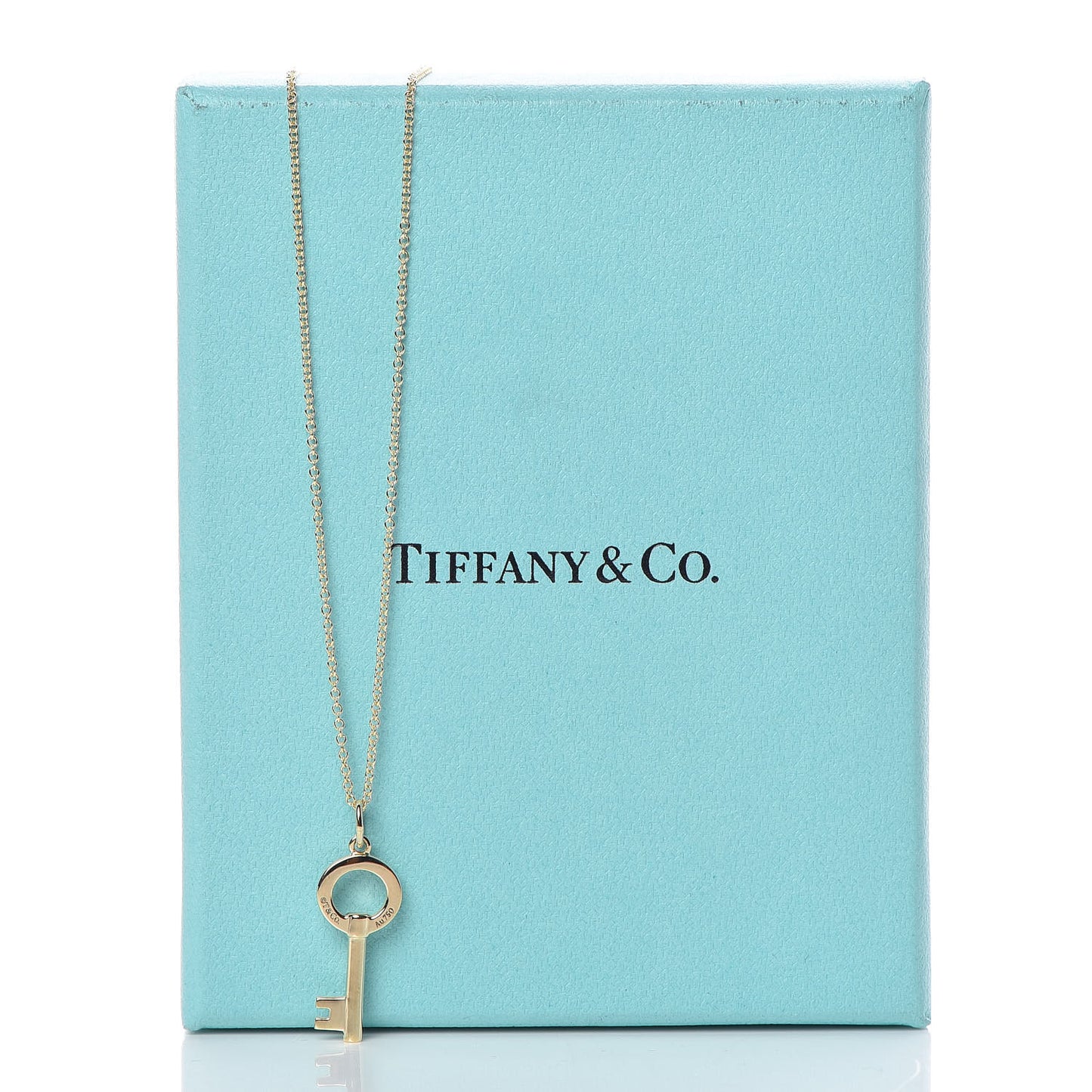 18K Yellow Gold Modern Keys Open Round Key Pendant Necklace
