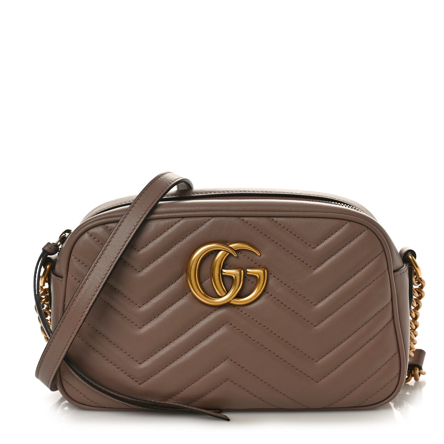 Calfskin Matelasse Small GG Marmont Chain Shoulder Bag Porcelain Rose