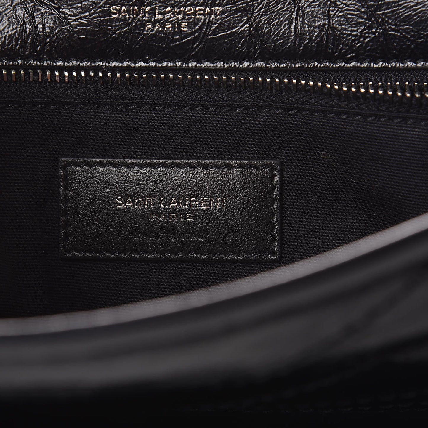 Crinkled Calfskin Matelasse Monogram Medium Niki Chain Satchel Black