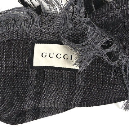 Gucci Wool Silk GG Monogram Diamante Plaid Surviee Shawl Graphite Black 8 of 8