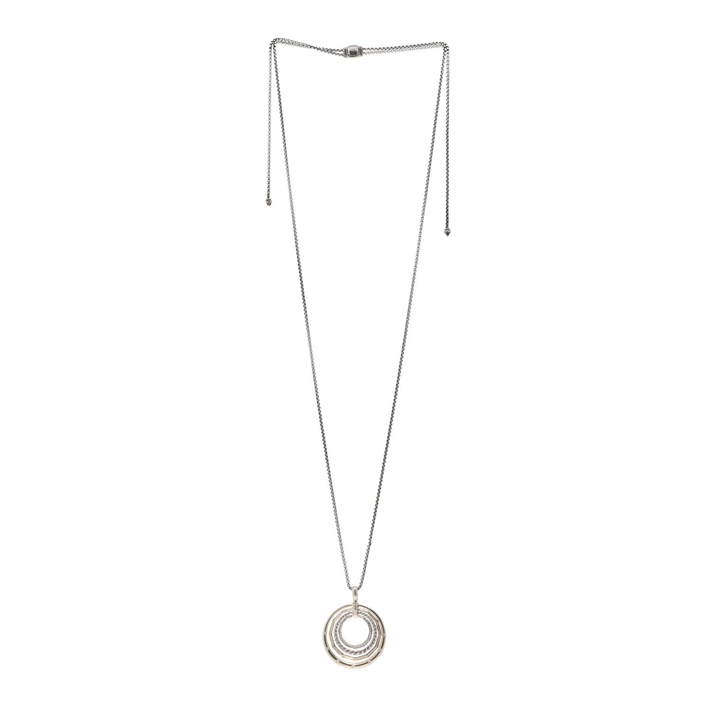 Sterling Silver Diamond 32mm Stax Pendant Necklace