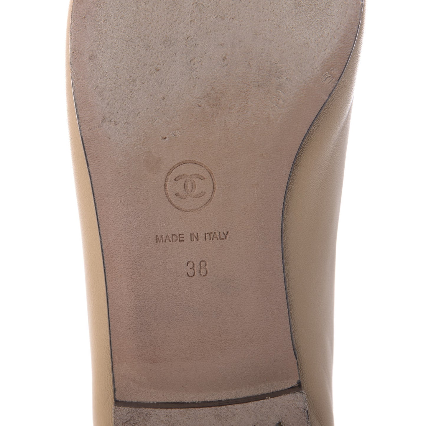 Lambskin Cap Toe CC Ballerina Flats 38 Beige Black