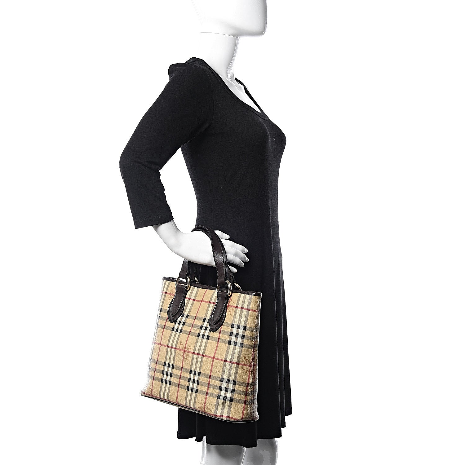 Burberry Haymarket Check Small Onslow Tote Chocolate 2 of 14