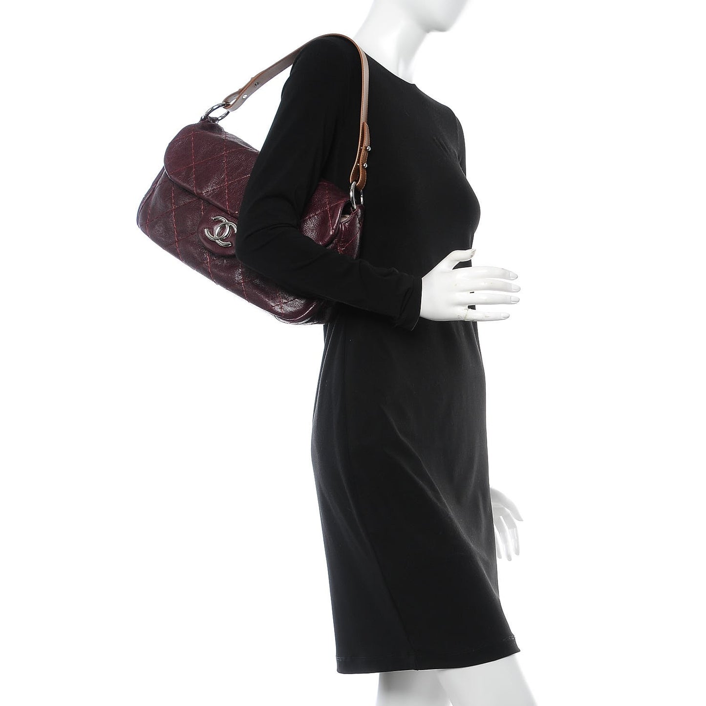 Glazed Calfskin Stitched On The Road Flap Plum
