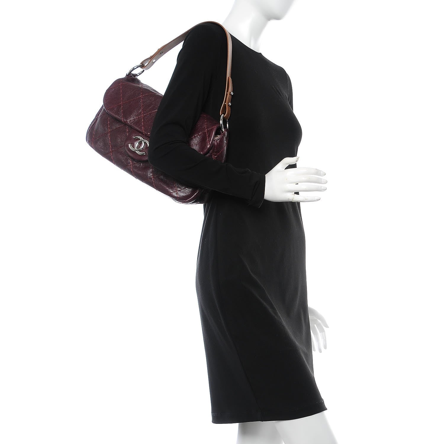 Chanel Glazed Calfskin Stitched On The Road Flap Plum 2 of 8