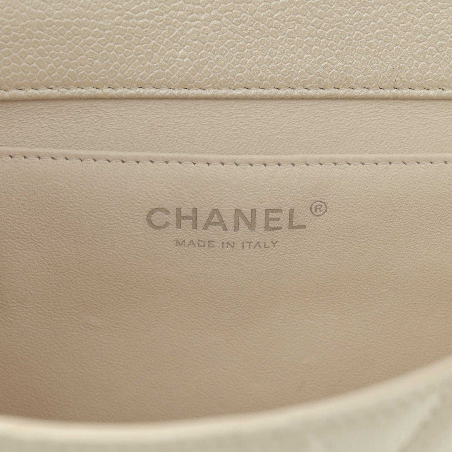 Pearly Caviar Quilted Clutch With Chain Flap Dark White