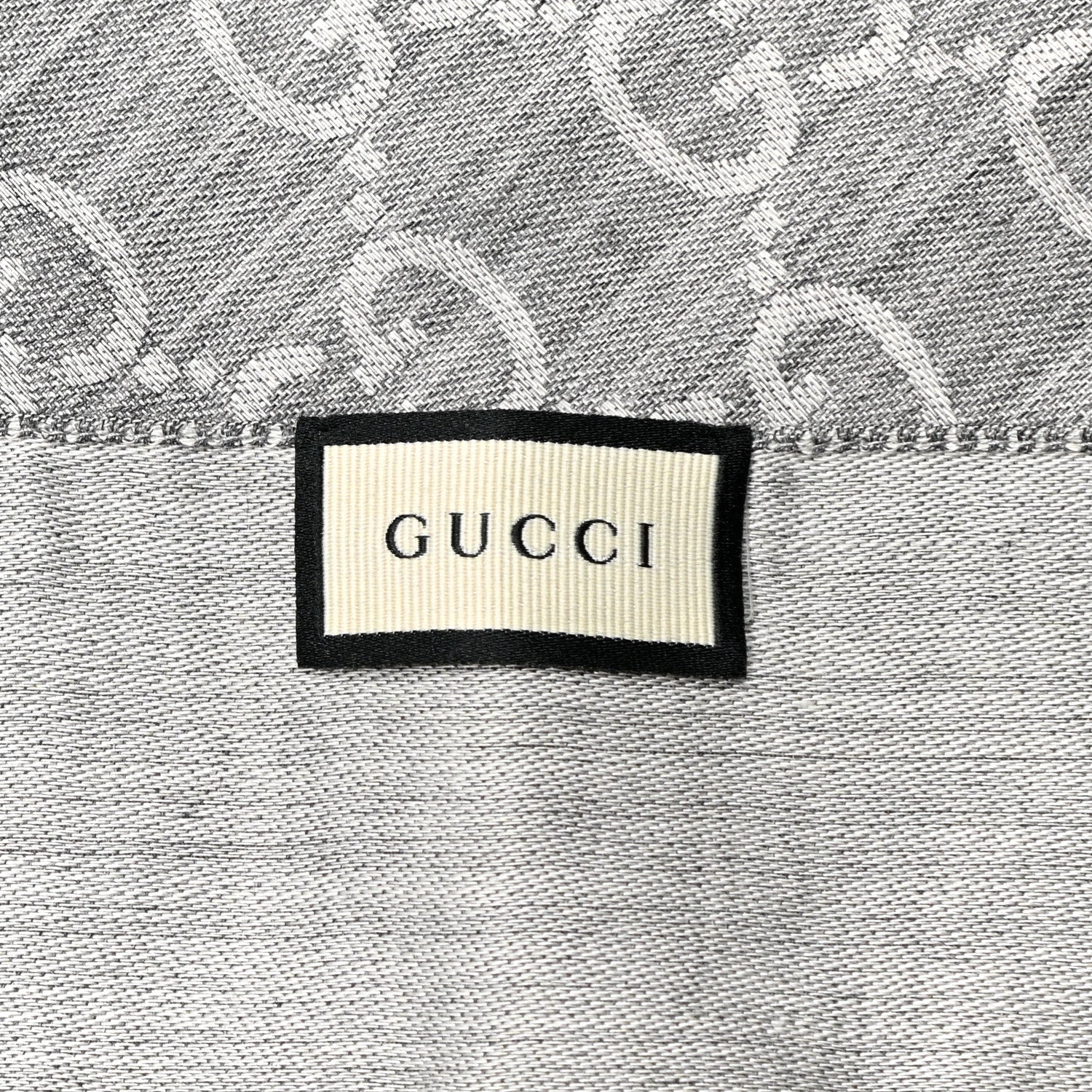 Gucci Wool Silk GG Monogram GGNat Scarf Lead 4 of 5
