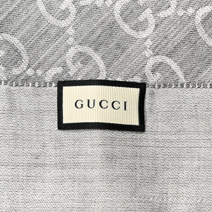 Gucci Wool Silk GG Monogram GGNat Scarf Lead 4 of 5