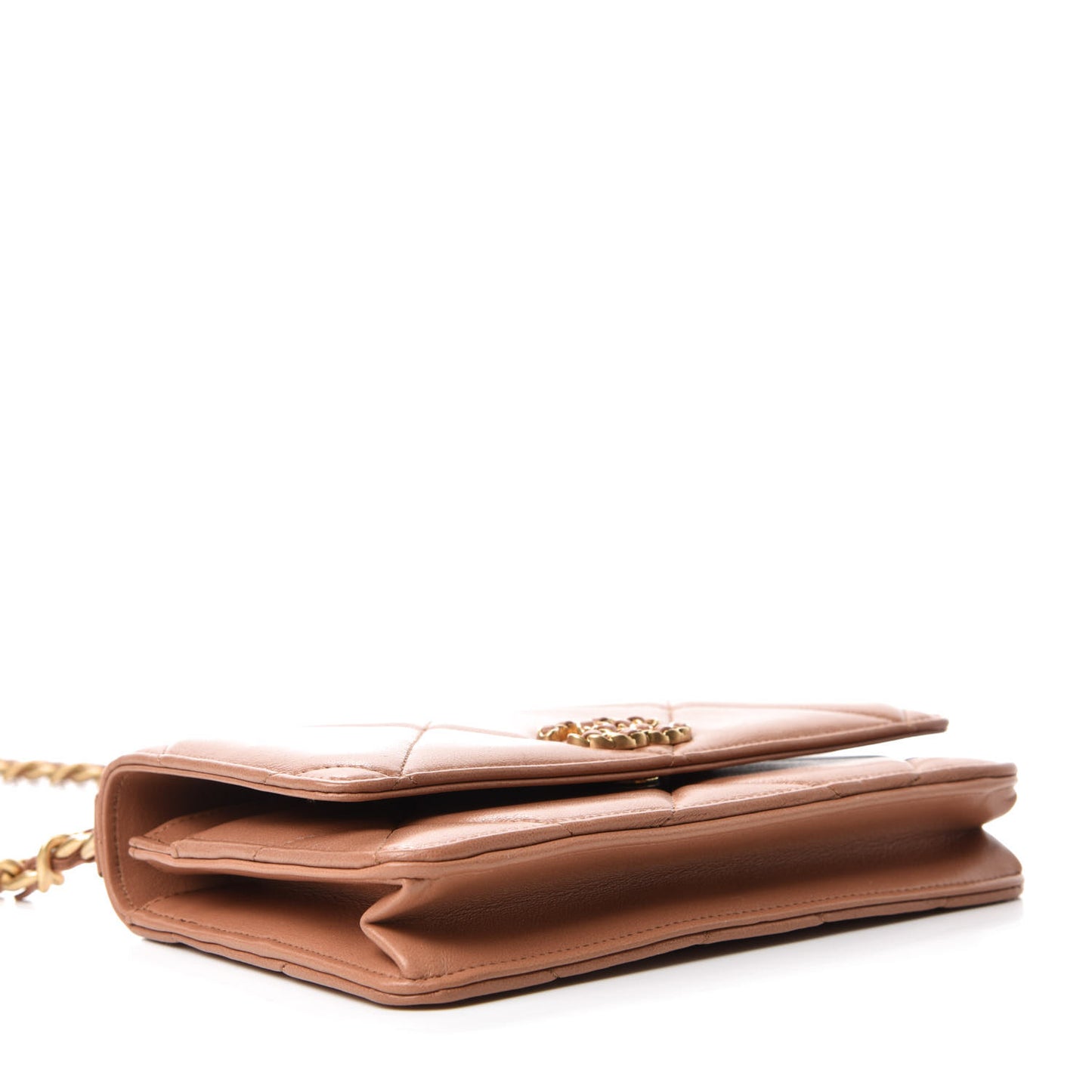 Lambskin Quilted 19 Wallet On Chain WOC Brown