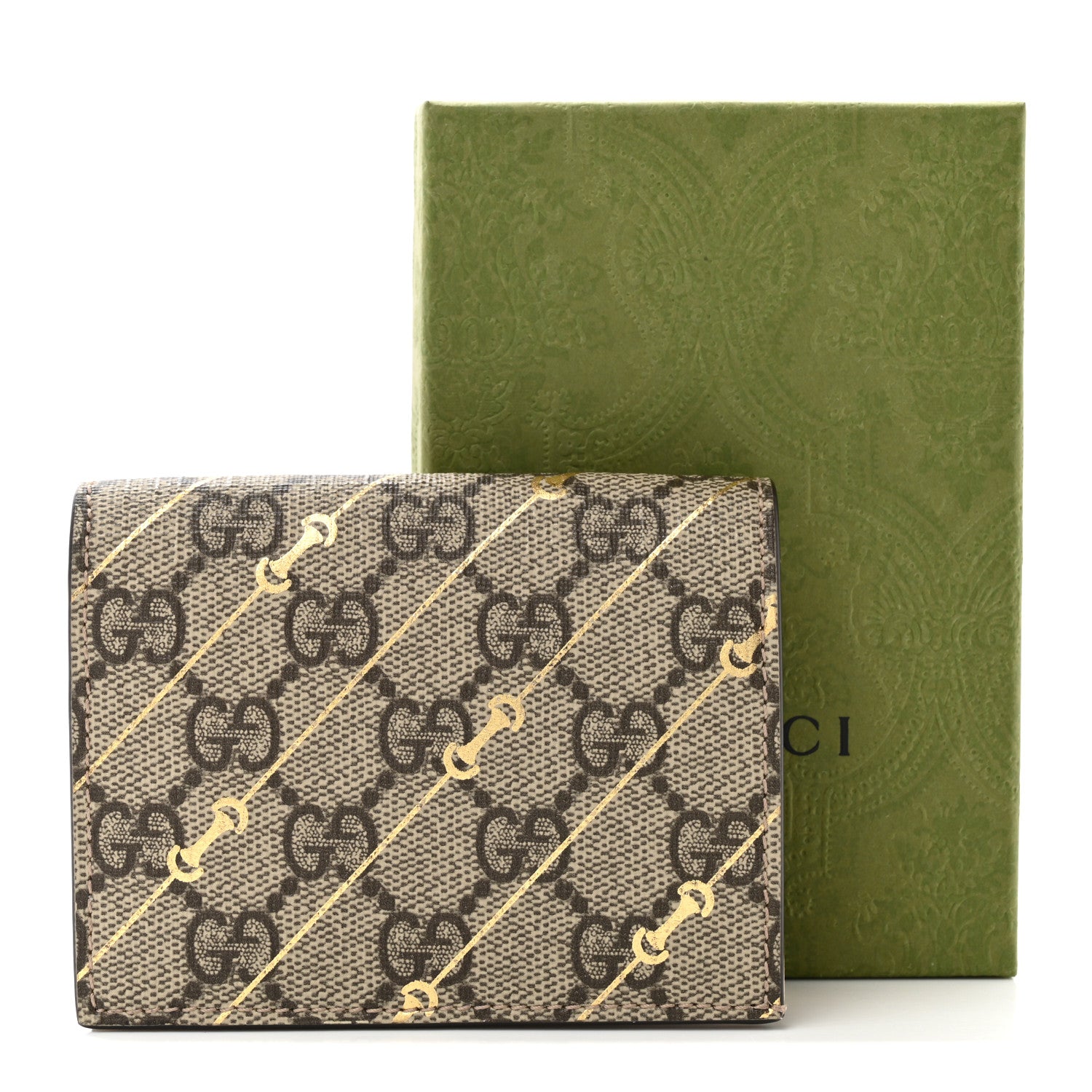 Gucci GG Supreme Monogram Calfskin Horsebit Print Card Case Beige Ebony Light Pink 8 of 8
