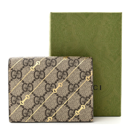Gucci GG Supreme Monogram Calfskin Horsebit Print Card Case Beige Ebony Light Pink 8 of 8