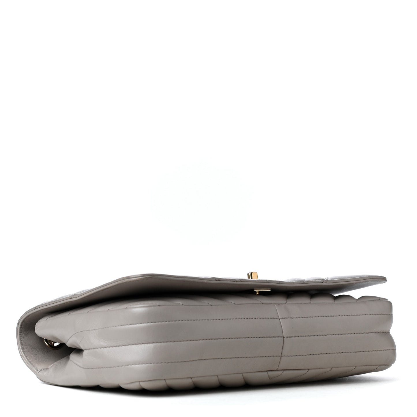Calfskin Chevron Quilted Medium Statement Flap Grey