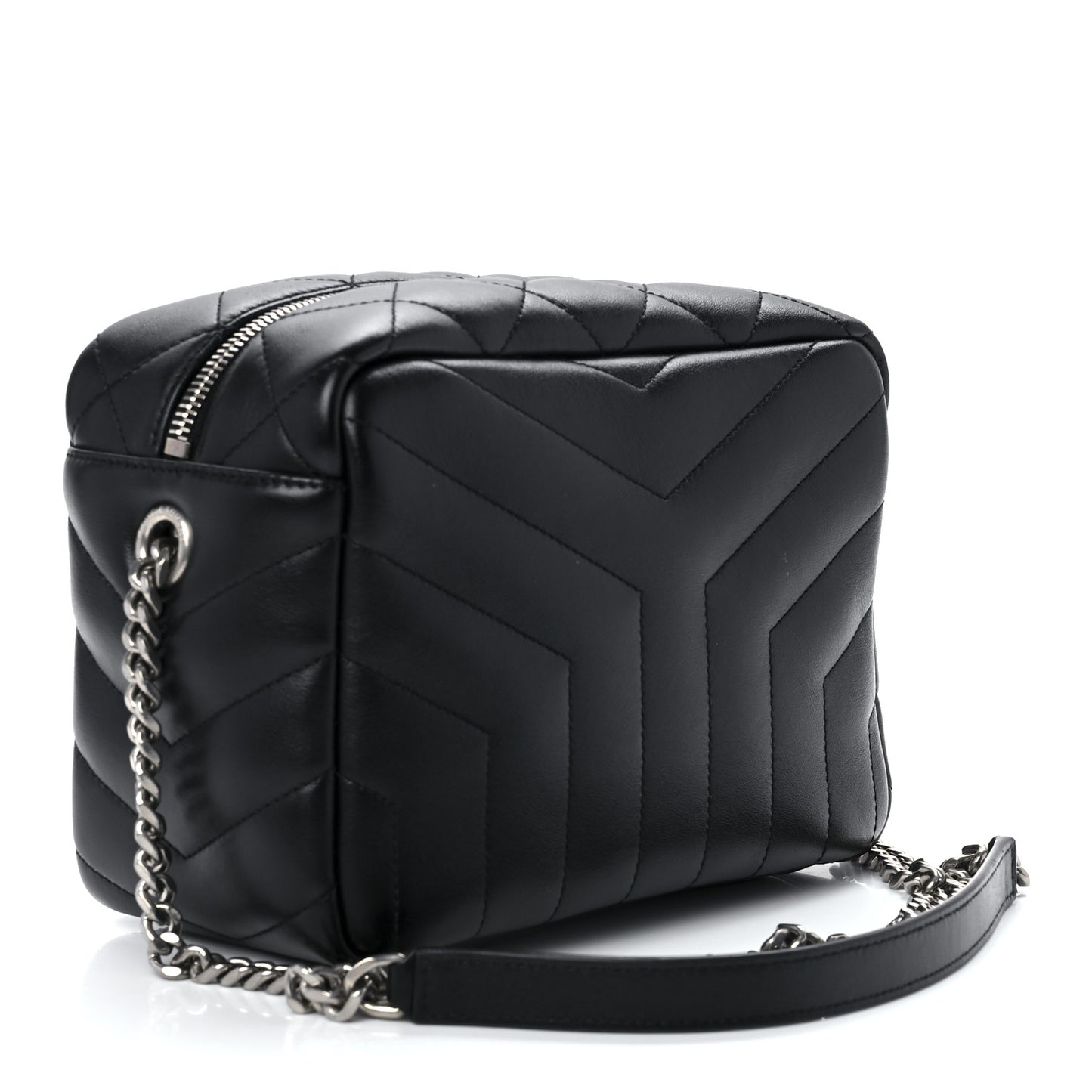 Calfskin Y Quilted Monogram Small Loulou Bowling Bag Black