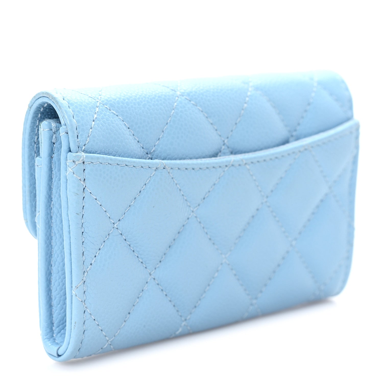 Chanel Caviar Quilted Flap Card Holder Wallet Light Blue 3 of 8