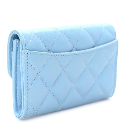 Chanel Caviar Quilted Flap Card Holder Wallet Light Blue 3 of 8