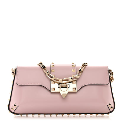 Valentino Garavani Brushed Calfskin Rockstud Flip Lock Chain Shoulder Bag Rose Quartz 1 of 9