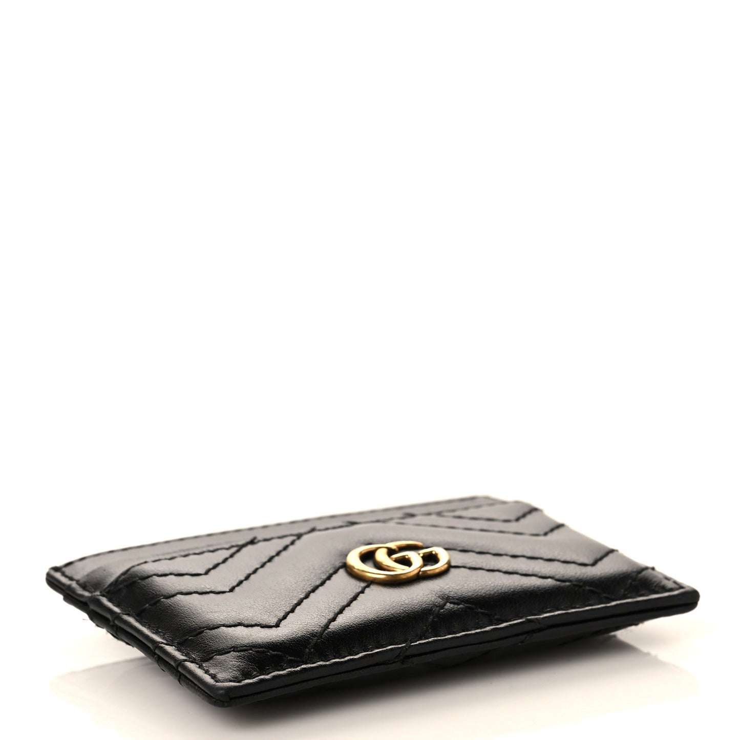 Calfskin Matelasse GG Marmont Card Holder Black