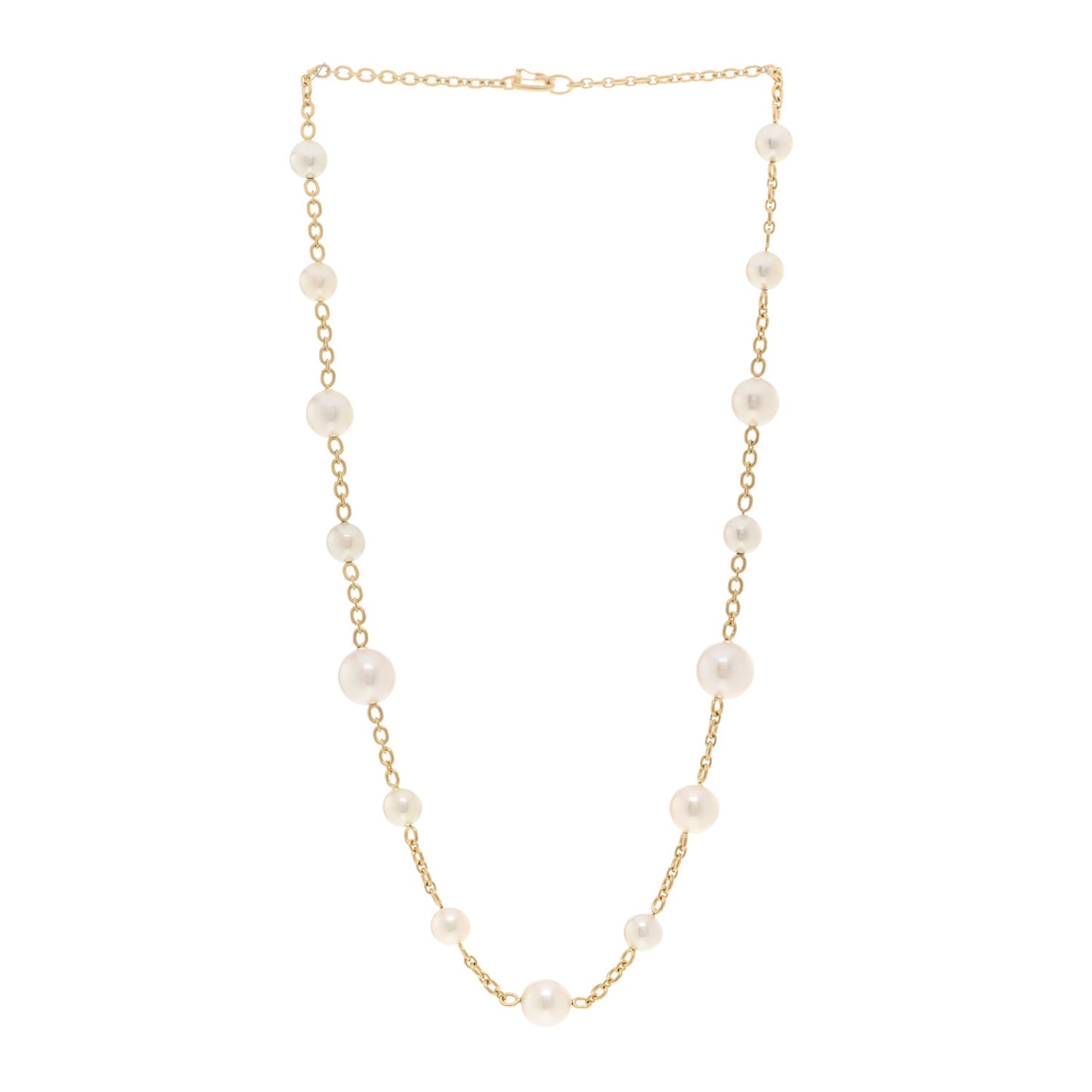 18K Yellow Gold Akoya South Sea Cultured Pearl Gumball Link Necklace