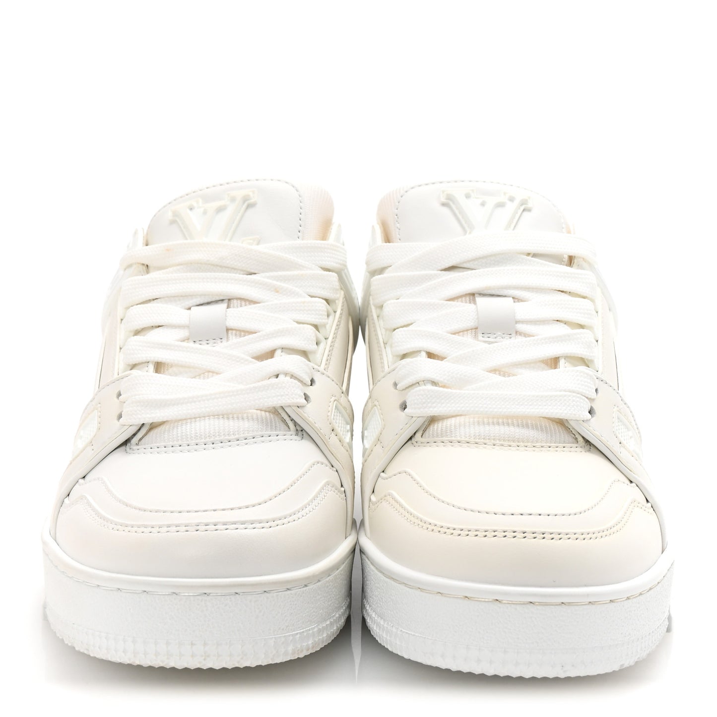 Calfskin Womens LV Trainer Sneakers 37.5 White