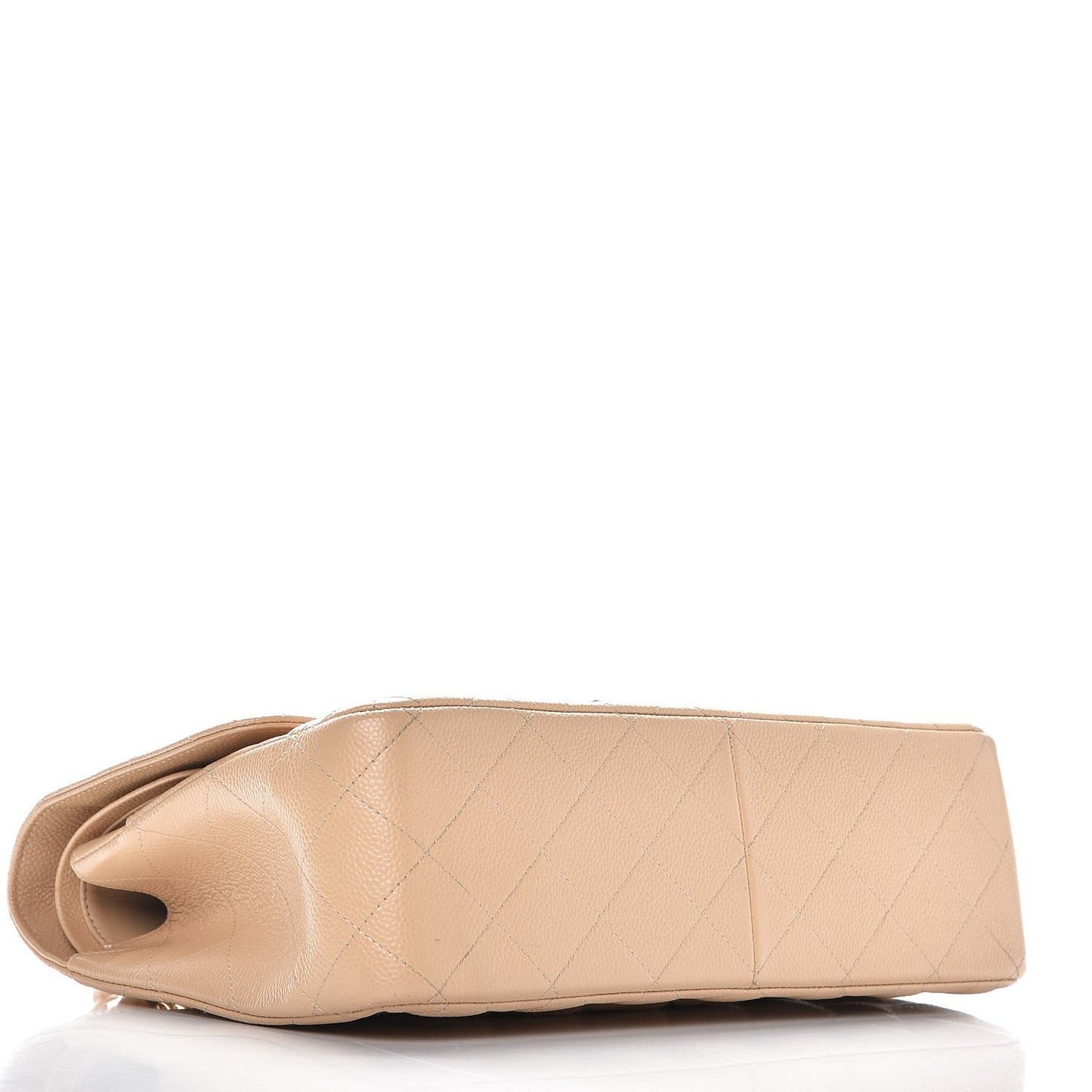 Caviar Quilted Jumbo Double Flap Beige Clair