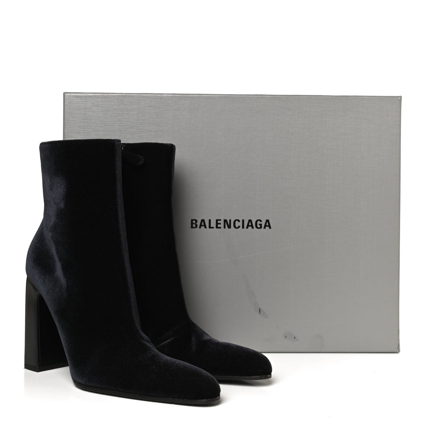 Smooth Velvet Ankle Boots 39 Black