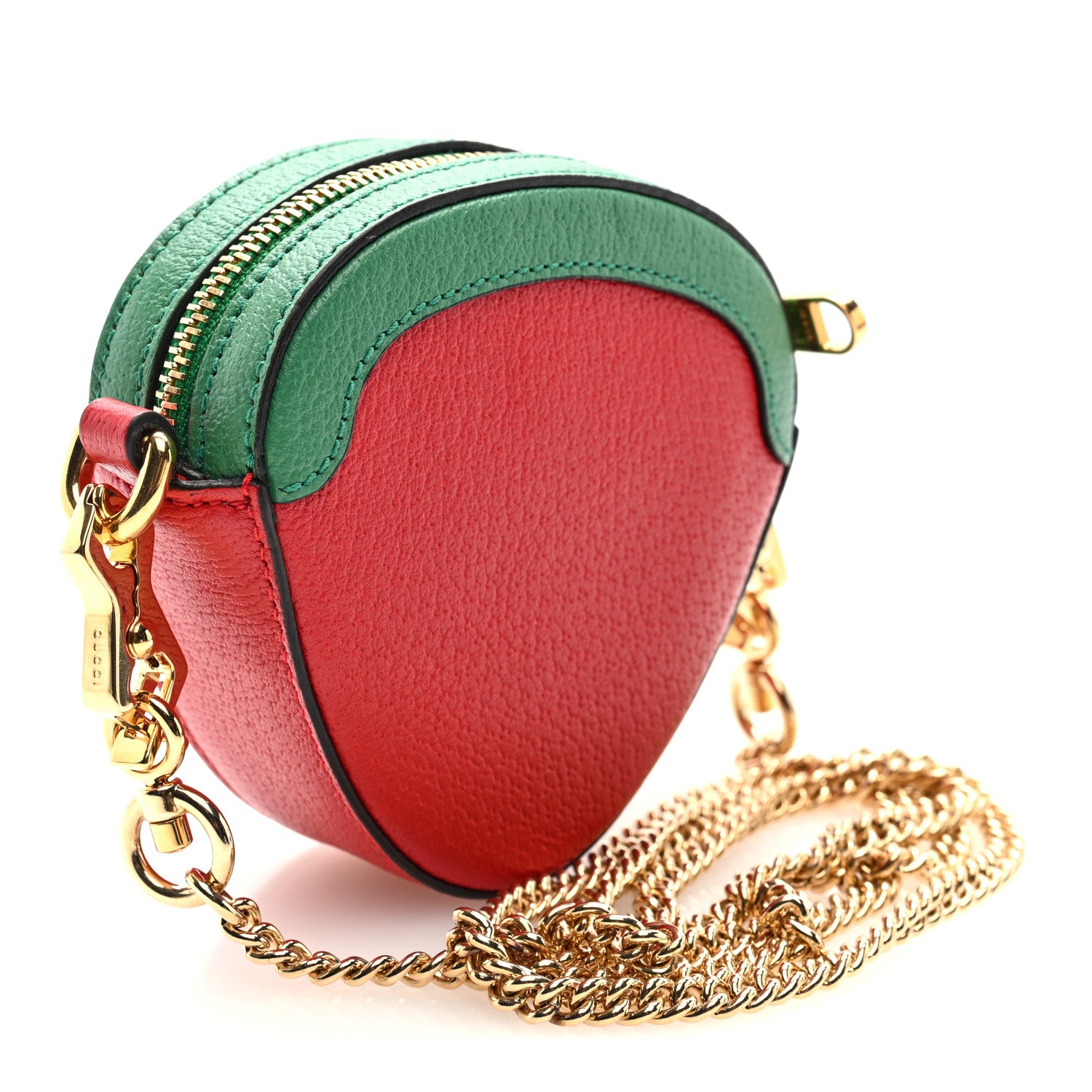 Gucci Textured Dollar Calfskin Retro Interlocking G Fruttini Strawberry Mini Crossbody Lobster Red Black New Acero 3 of 9