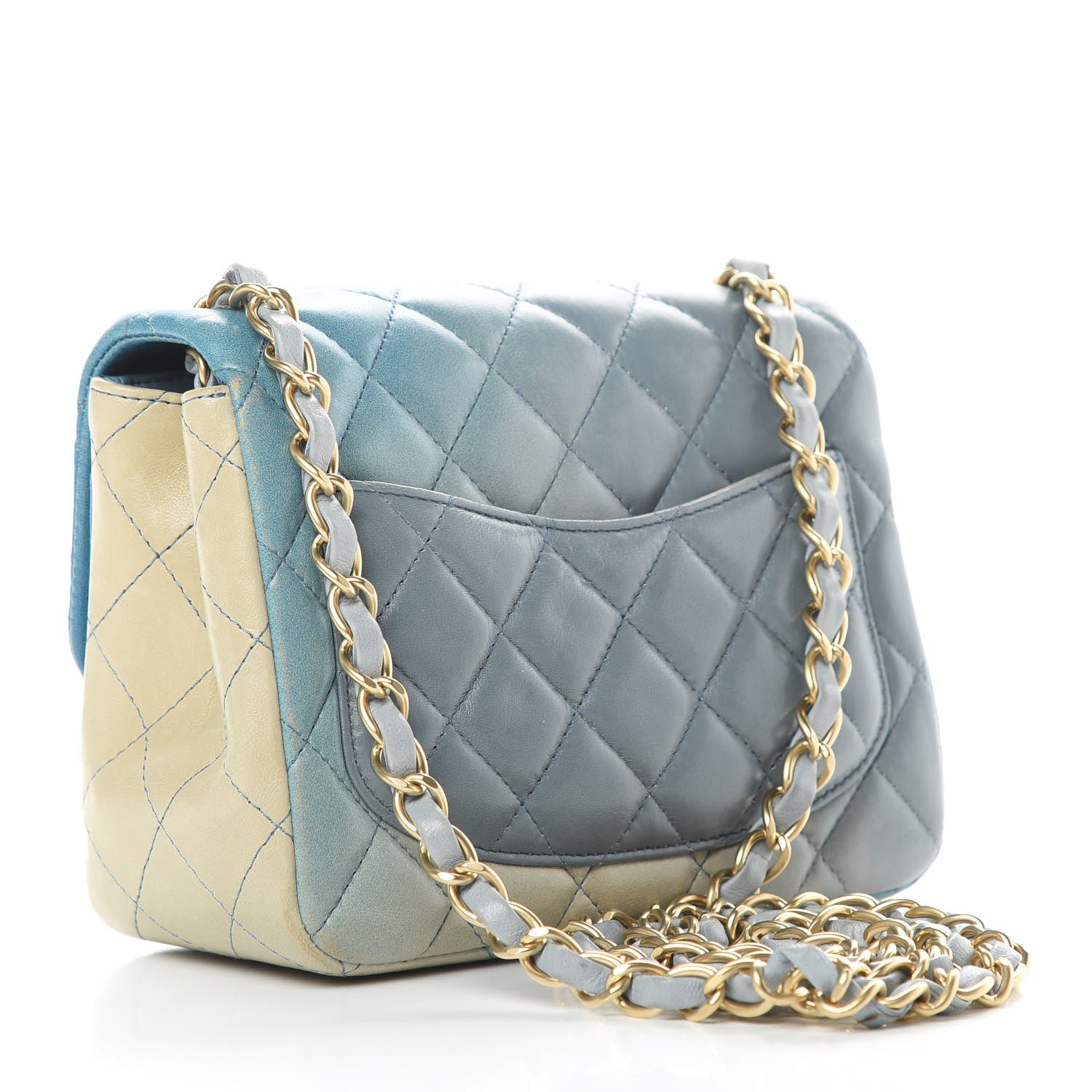 Chanel Lambskin Degrade Quilted Mini Square Flap Light Blue 3 of 16