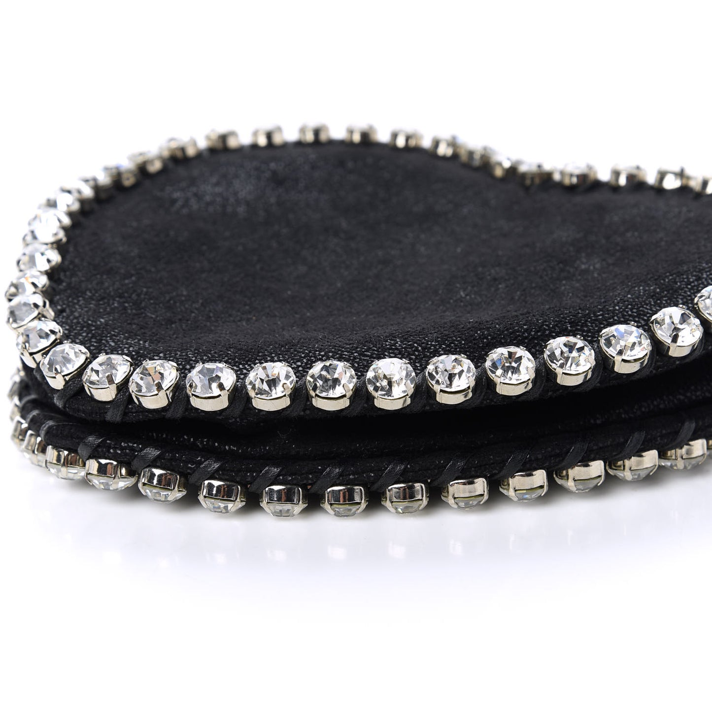Shaggy Deer Crystal Falabella Heart Crossbody Bag Black