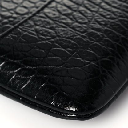 Chanel Calfskin Crocodile Embossed Quilted Medium Gabrielle Cosmetic Case Black 11 of 13
